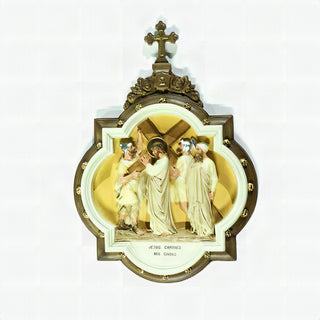 Chapel Wall Plaque Station #2 Statue - 19-inch - Realistic Color - Hand-Painted