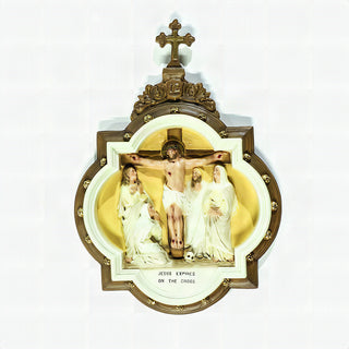 Chapel Wall Plaque Station #12 Statue - 19-inch - Realistic Color - Hand-Painted