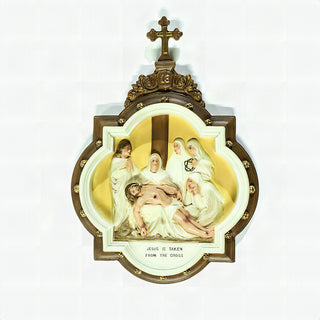 Chapel Wall Plaque Stations #13 Statue - 19-inch - Realistic Color - Hand-Painted