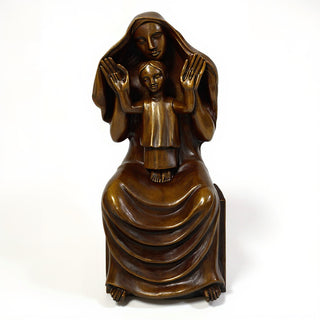 Medieval Mary and Child Statue - 45-inch — Bronze finish