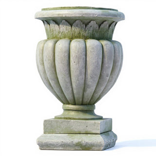Carved Stadium Urn Planter - 20-inch — Mossy Green finish