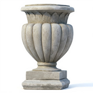 Carved Stadium Urn Planter - 20-inch — Old Stone finish