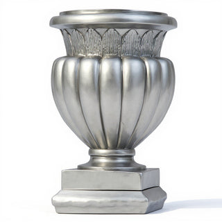 Carved Stadium Urn Planter - 20-inch — Silver finish