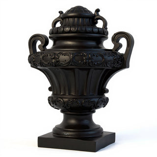 Embellished Urn with Lid Planter - 31-inch — Dusted Black finish