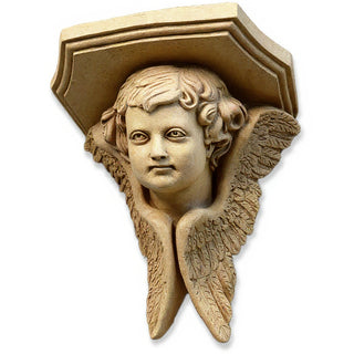 Angel Face with Wings Wall Plaque - 16-inch — Dusted Sand finish