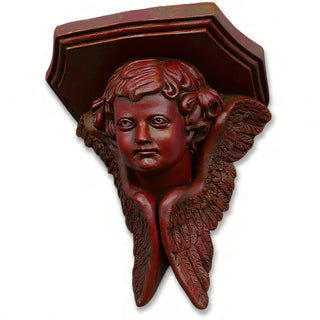 Angel Face with Wings Wall Plaque - 16-inch — Rust finish