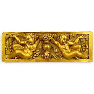 Angels with Urn Relief Wall Plaque — Deep Gold finish
