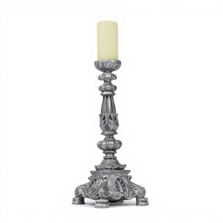 Baroque Candle Holder Candleholder - 20-inch — Aged Silver finish