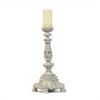 Baroque Candle Holder Candleholder - 20-inch — Antique White finish