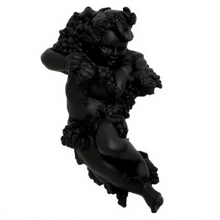 Grape Cherub Left Wall Plaque - 14-inch — Flat Black finish