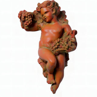 Grape Cherub Wall Plaque - 14-inch - Metro finish