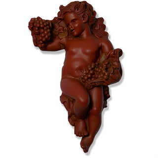 Grape Cherub Wall Plaque - 14-inch - Rust finish