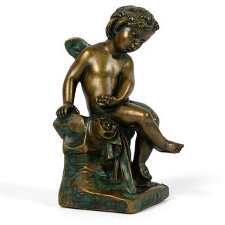 Single Cherub Statue - 21-inch — Green Bronze finish