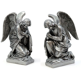 Kneeling Angels Statue - 28-inch — Antique Silver finish