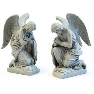 Kneeling Angels Statue - 28-inch — Limestone finish