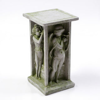 Della Robbia Cherub Pedestal - 24-inch — Mossy Green finish
