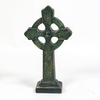 Tabletop Celtic cross with ringed design, 16 inches tall, fiberglass resin — alternate view