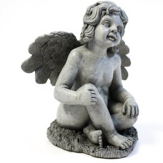 Short Haired Angel Statue - 20-inch — Old Stone finish