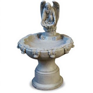 Fegana Angel Fountain, Style B - 42-inch — Limestone finish