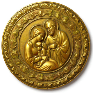 Holy Family Wall Plaque — Antique Gold finish