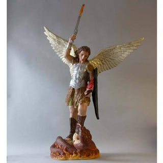 St. Michael W/Sword Fire Statue - 38-inch - Realistic Color - Hand-Painted