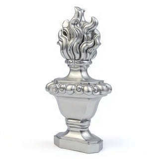 Flaming Torch Pediment Candleholder - 34-inch — Silver finish