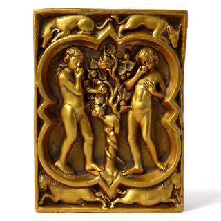 Adam and Eve Wall Plaque - 14-inch — Antique Gold finish