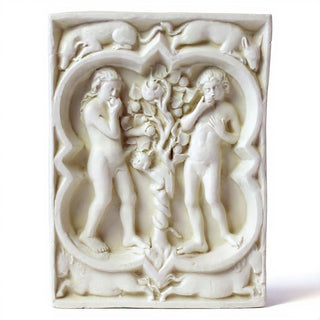 Adam and Eve Wall Plaque - 14-inch — Antique White finish