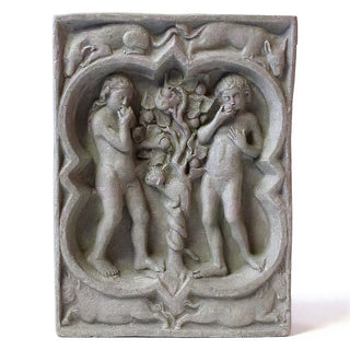 Adam and Eve Wall Plaque - 14-inch — Limestone finish