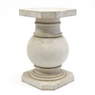 Ball Pediment Pedestal - 28.5-inch — Antique White finish