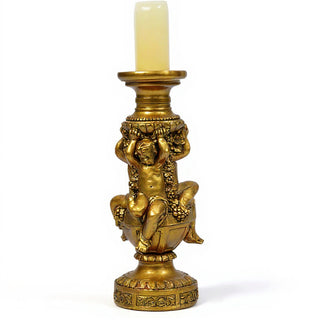 Cherubs of Capri Candleholder - 20.5-inch — Antique Gold finish