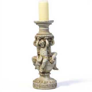 Cherubs of Capri Candleholder - 20.5-inch — Antique White finish