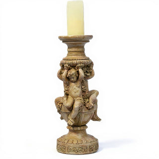 Cherubs of Capri Candleholder - 20.5-inch — Museum Terracotta finish