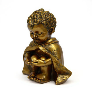 Pondering Baby Saint Francis of Assisi Statue - 14-inch — Bronze finish