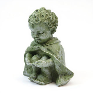 Pondering Baby Saint Francis of Assisi Statue - 14-inch — Mossy Green finish