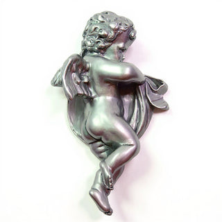 Cherub Tapestry Left Statue - 12-inch — Antique Silver finish