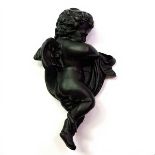 Cherub Tapestry Left Statue - 12-inch — Dusted Black finish