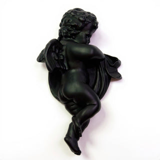 Cherub Tapestry Left Statue - 12-inch — Flat Black finish