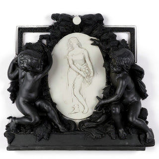 La Belle Demoiselle Cherub Wall Plaque — Dusted Black finish