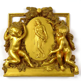La Belle Demoiselle Cherub Wall Plaque — Deep Gold finish