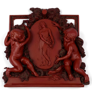 La Belle Demoiselle Cherub Wall Plaque — Rust finish