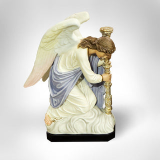 Left-facing angel statue in fiberglass resin, part of the Bergama matched pair — alternate view