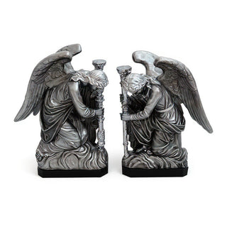 Bergama Angel, Right Statue - 35-inch — Antique Silver finish