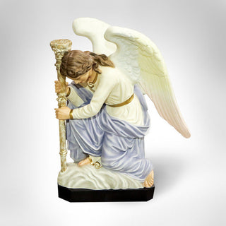 Fiberglass resin angel statue facing right, part of the Bergama pair — alternate view