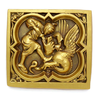 Saint George Quatrefoil Wall Plaque — Antique Gold finish