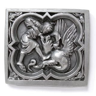 Saint George Quatrefoil Wall Plaque — Antique Silver finish