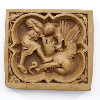 Saint George Quatrefoil Wall Plaque — Gothic Stone finish