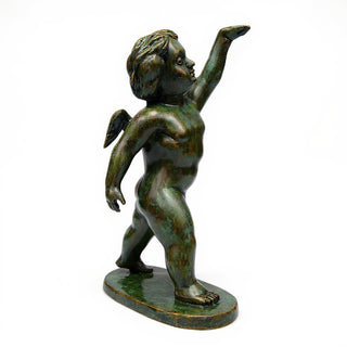 Saluto Cherub Statue - 24-inch — Green Bronze finish