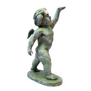 Saluto Cherub Statue - 24-inch — Mossy Green finish