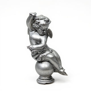 Manor Garden Cherub, Left Statue - 30-inch — Aged Silver finish